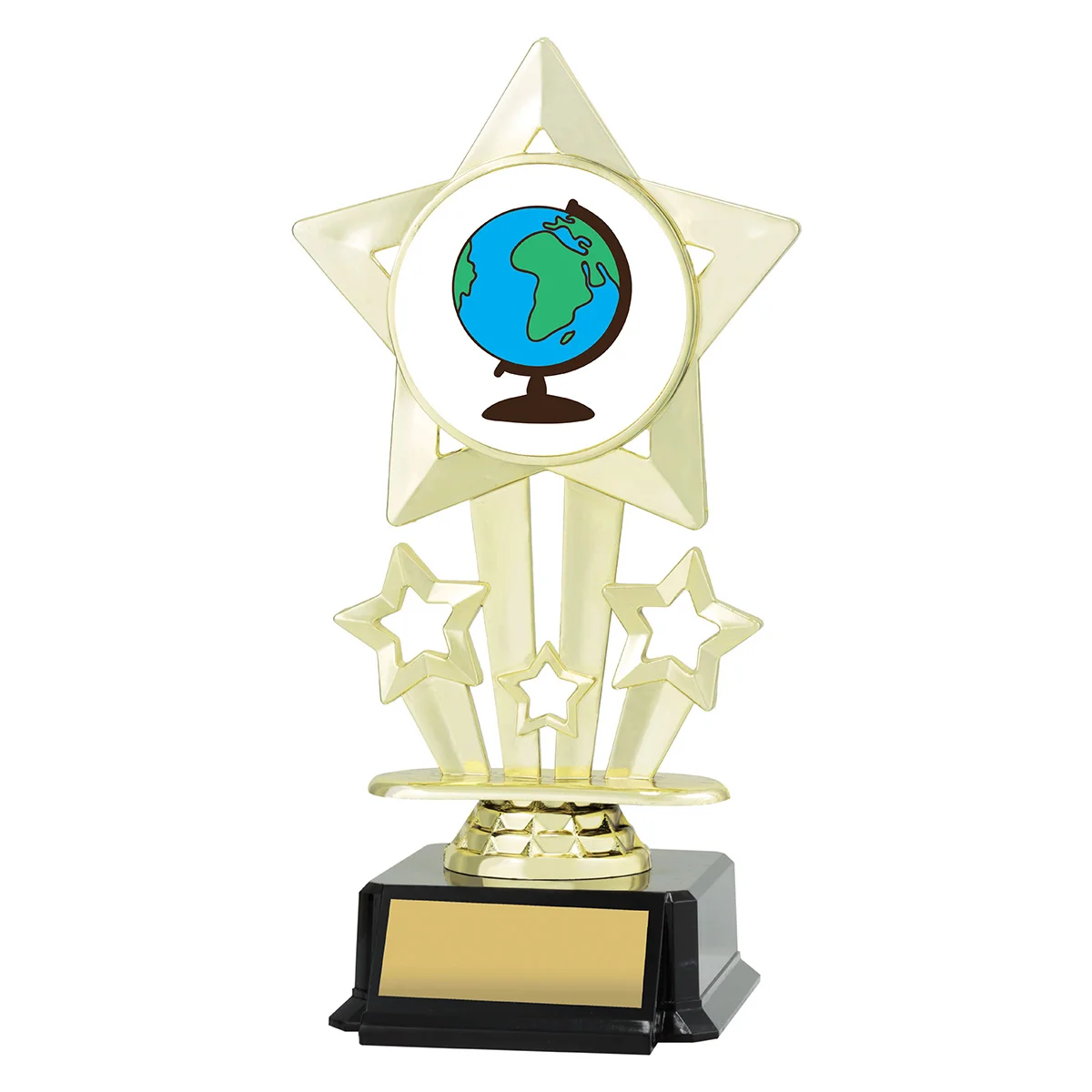 Gold icon star - globe with plastic construction