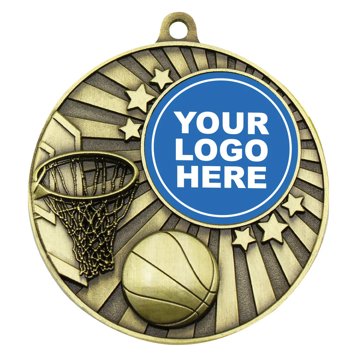 mz607g-gold Gold impact medal - basketball with metal construction