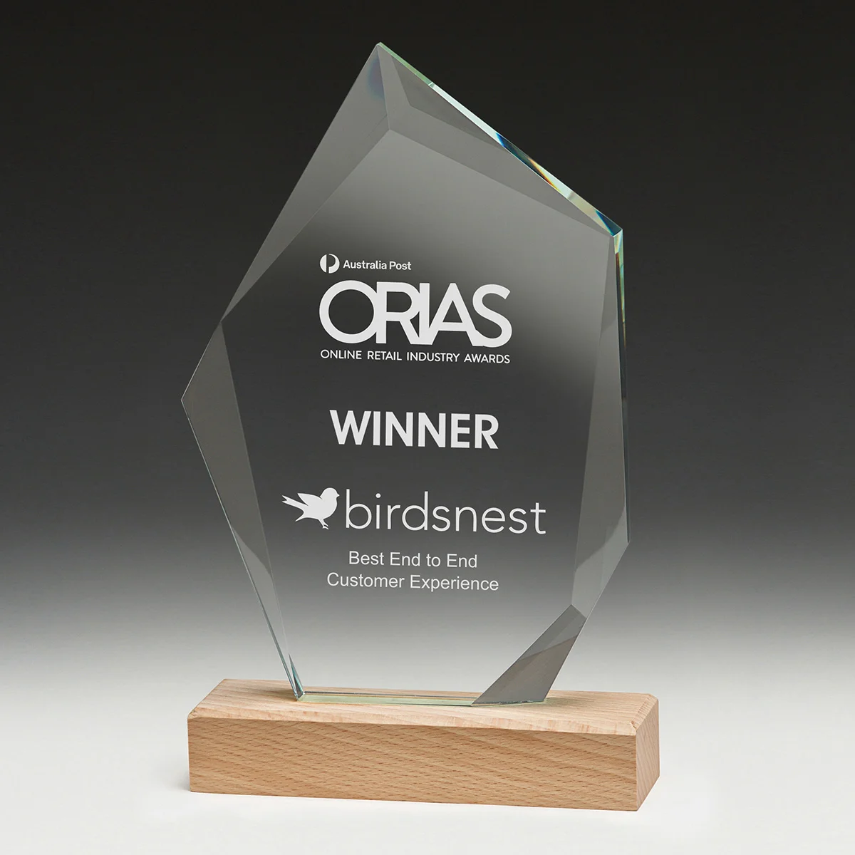 qt125a-grey-bg Journey award with glass / wood construction