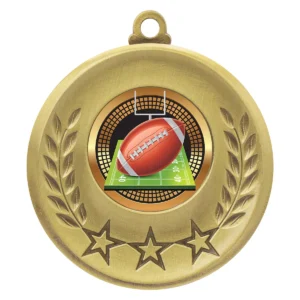 Gold laurel medal - american football with metal construction