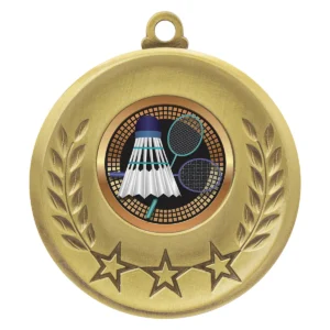 Gold laurel medal - badminton with metal construction