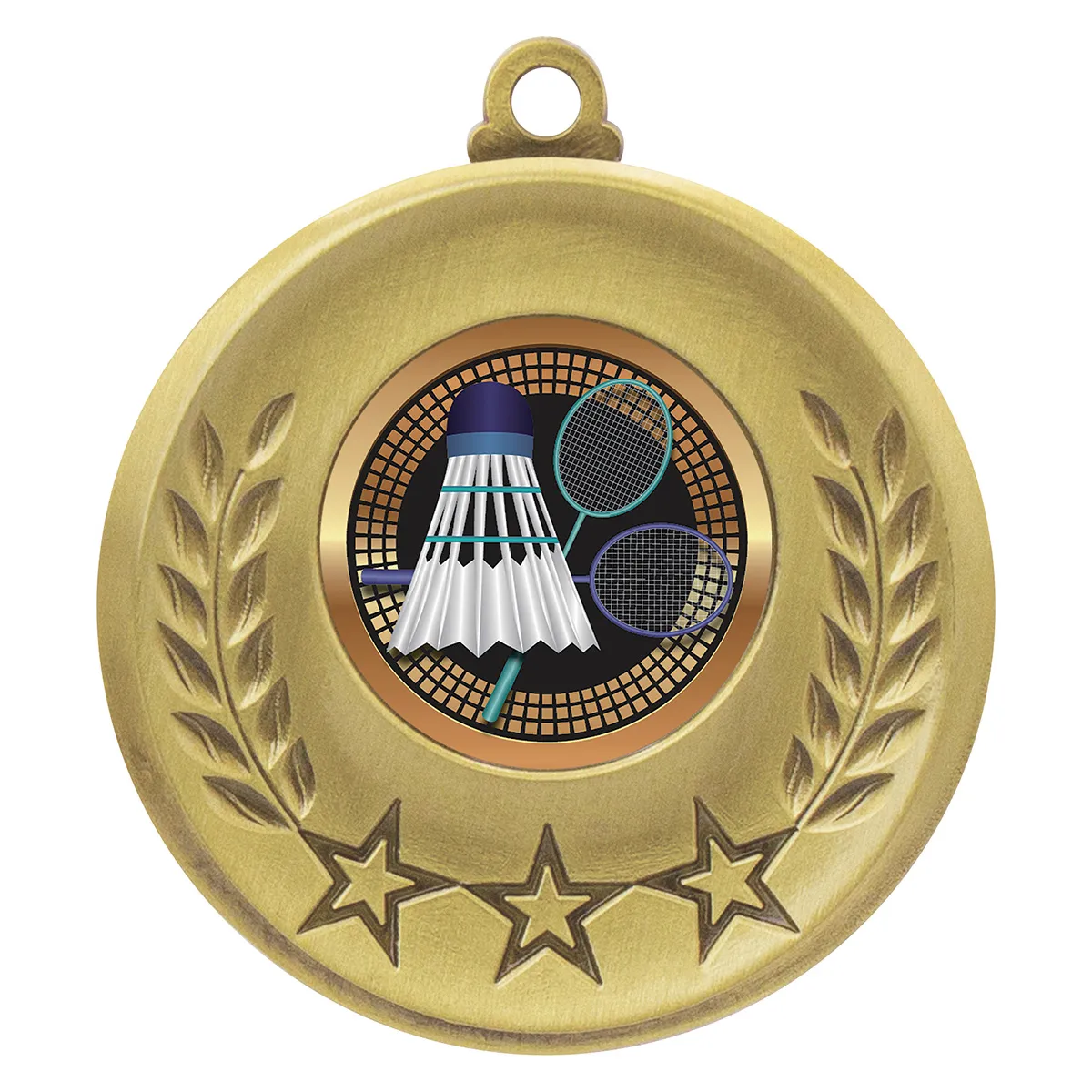 msh146g-gold Gold laurel medal - badminton with metal construction