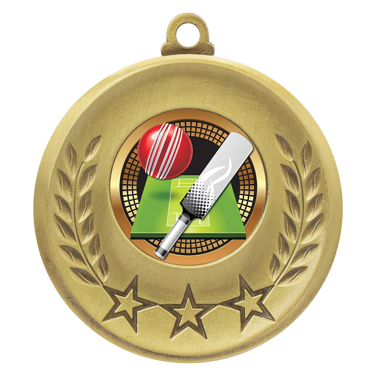 msh140g-gold Gold laurel medal - cricket with metal construction