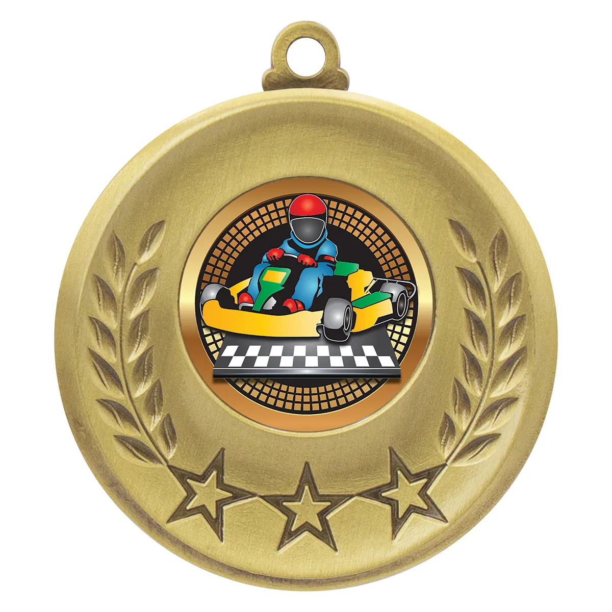 msh165g-gold Gold laurel medal - go kart with metal construction