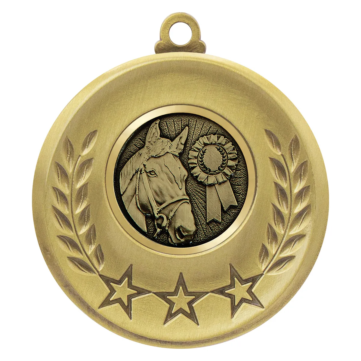msh135g-gold Gold laurel medal - horse with metal construction