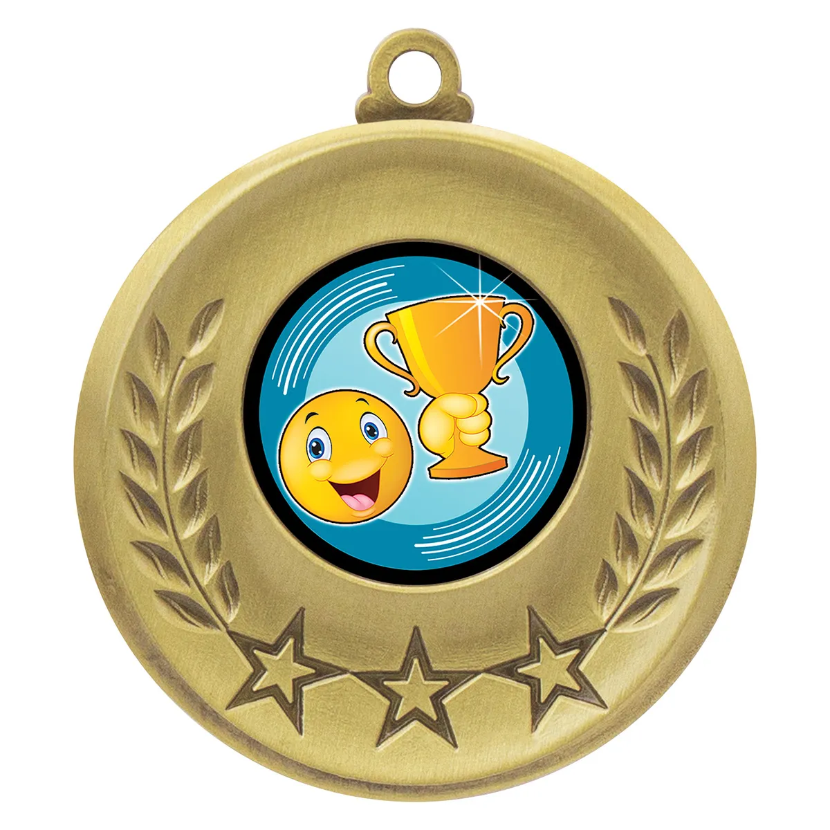 msh190g-gold Gold laurel medal - smiley cup with metal construction