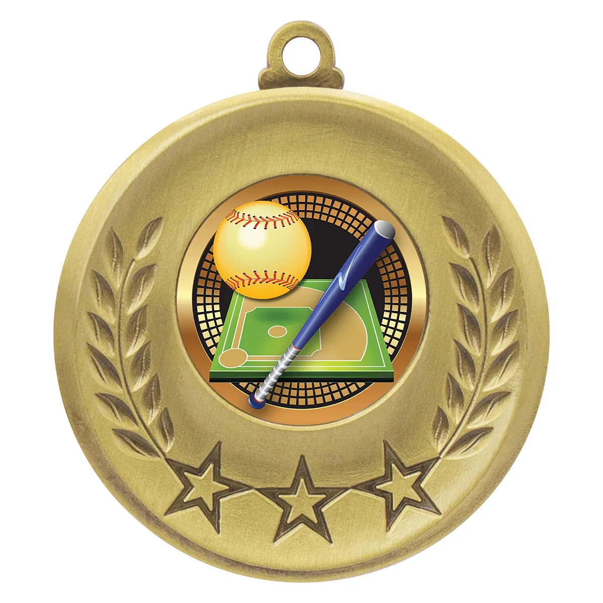 msh175g-gold Gold laurel medal - softball with metal construction