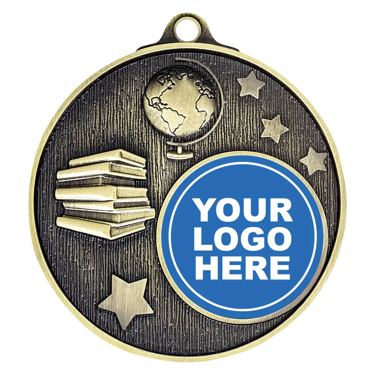 mc605g-gold Gold logo medal - academic with metal construction
