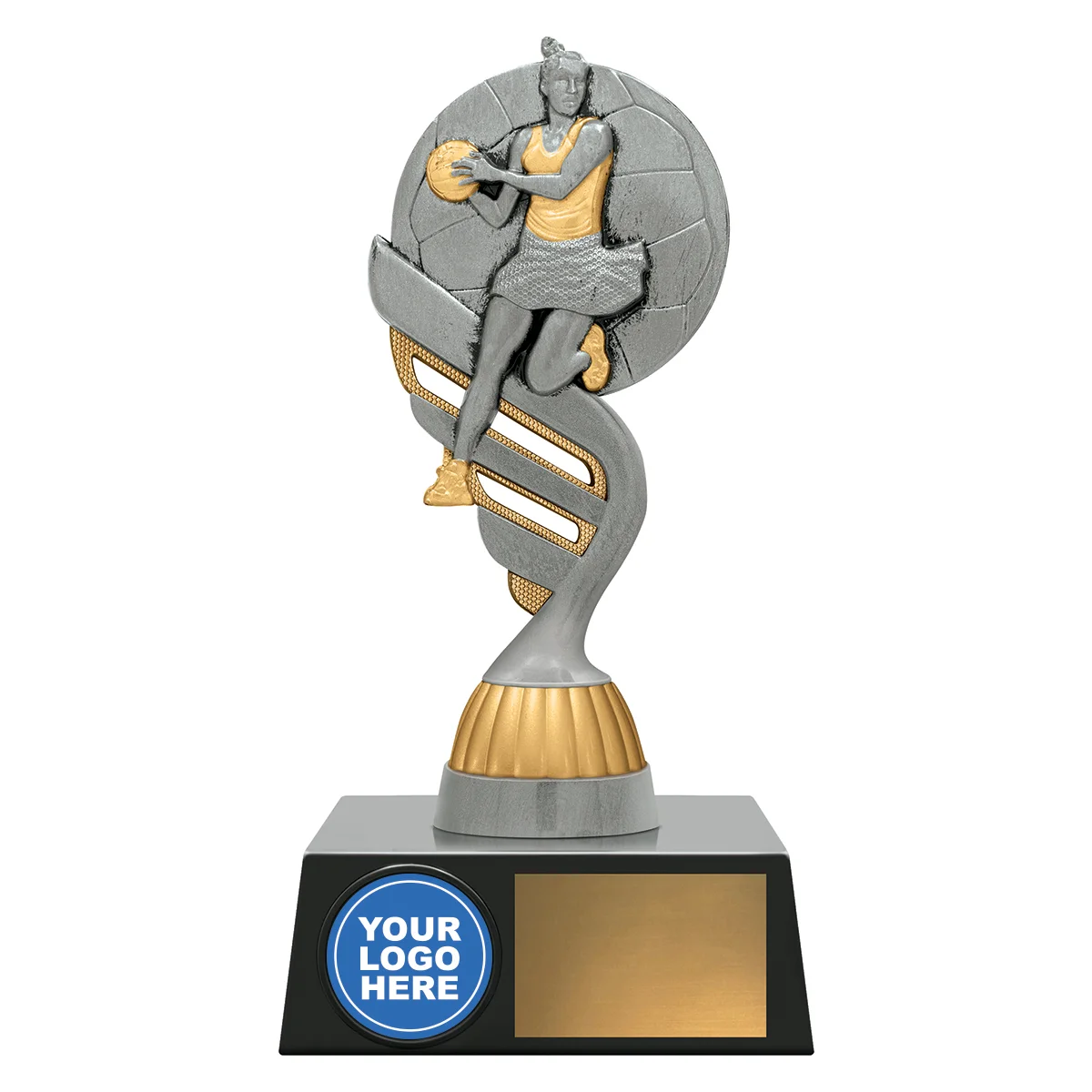 ls291a-silver Silver logo series - netball with plastic construction