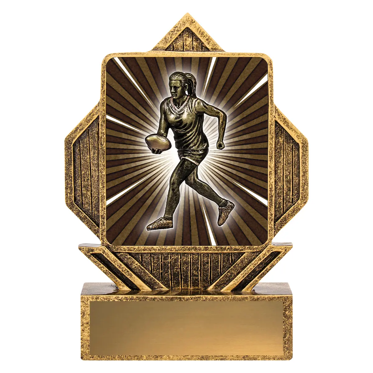 la087-gold Gold lynx arrow - aussie rules female with resin construction