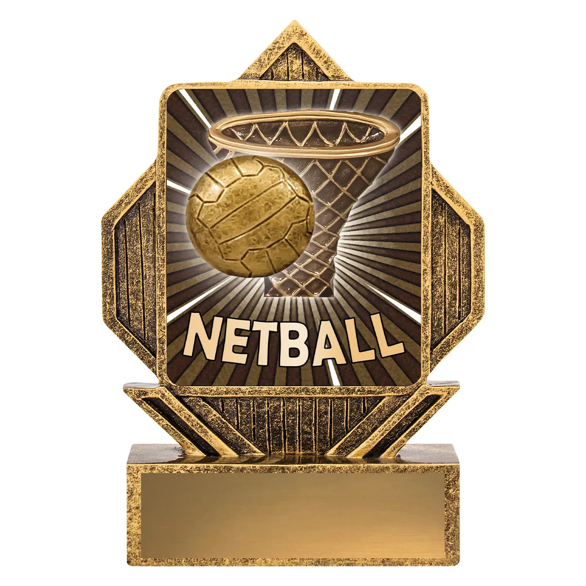 la037-gold Gold lynx arrow - netball with resin construction