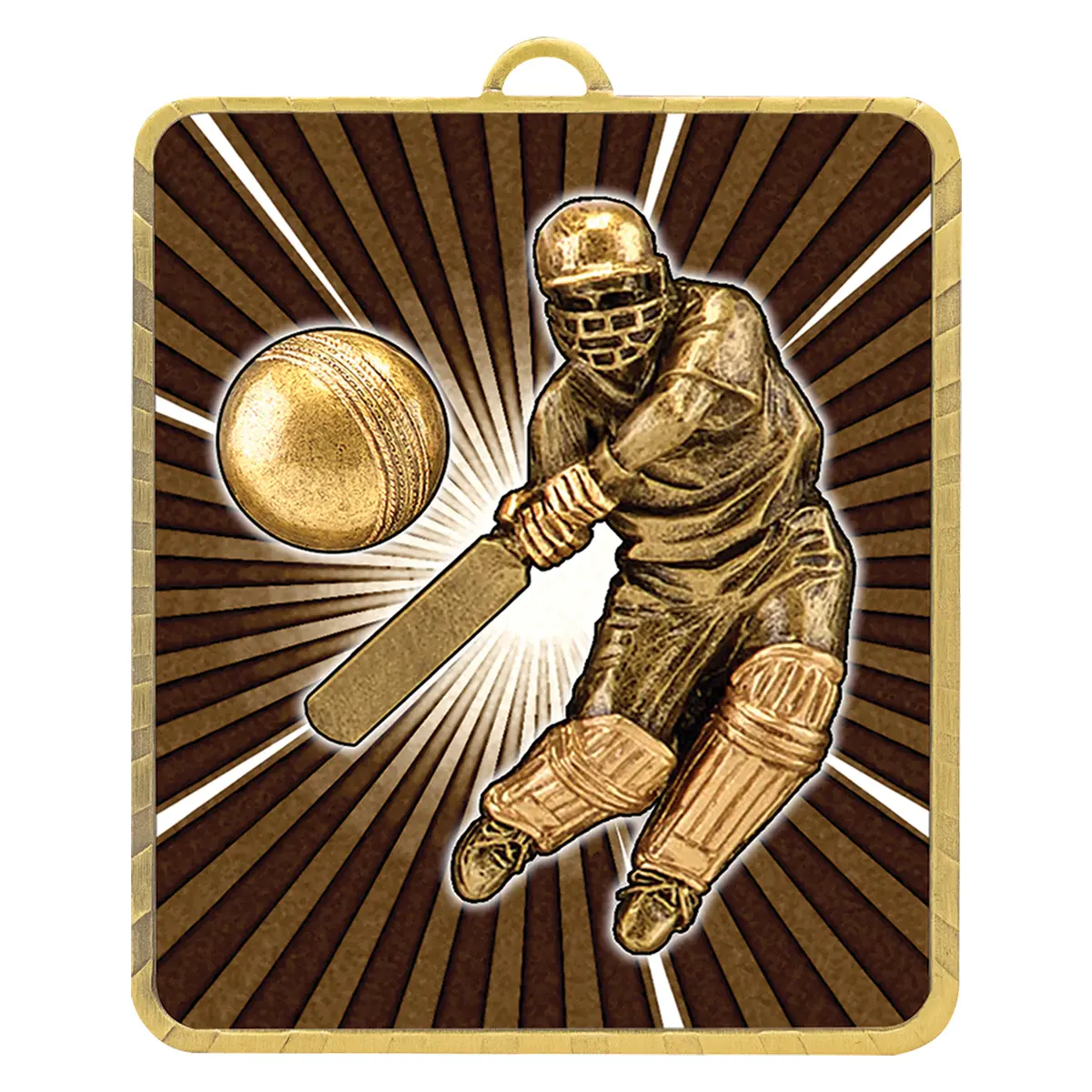 lm014g-gold Gold lynx medal - cricket batsman with metal construction