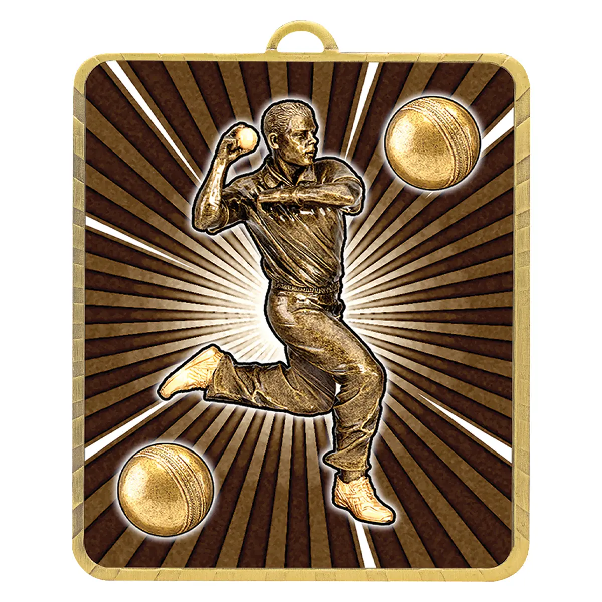 lm011g-gold Gold lynx medal - cricket bowler with metal construction