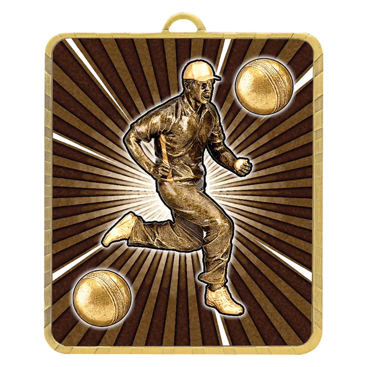 lm010g-gold Gold lynx medal - cricket fielder with metal construction