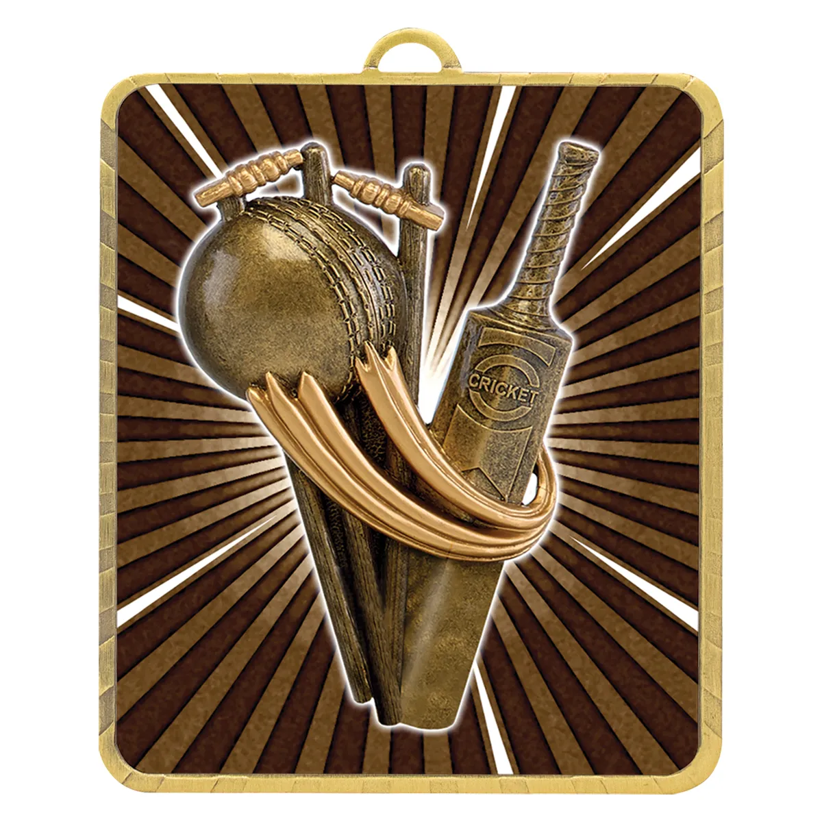 lm040g-gold Gold lynx medal - cricket theme with metal construction