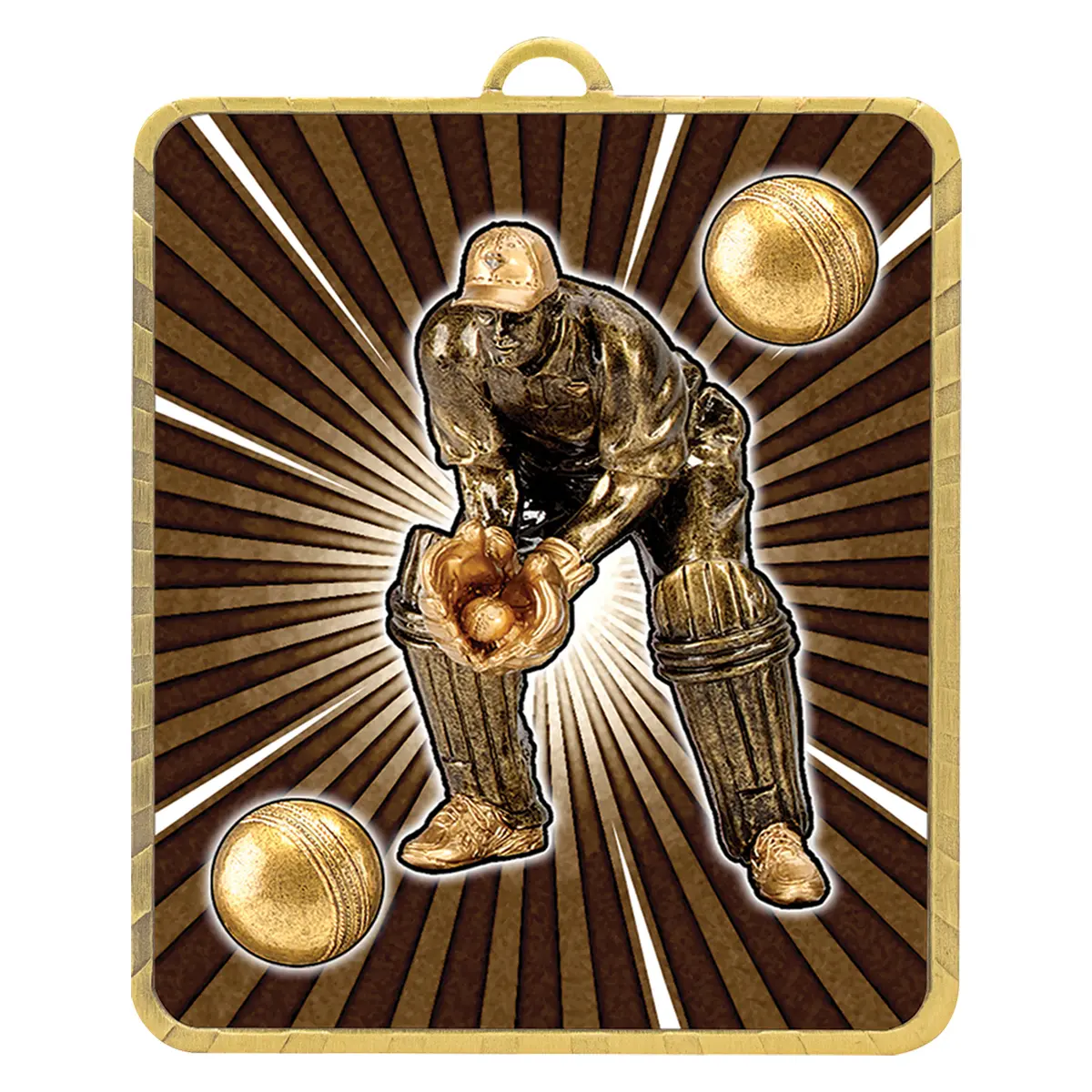 lm090g-gold Gold lynx medal - cricket wicketkeeper with metal construction