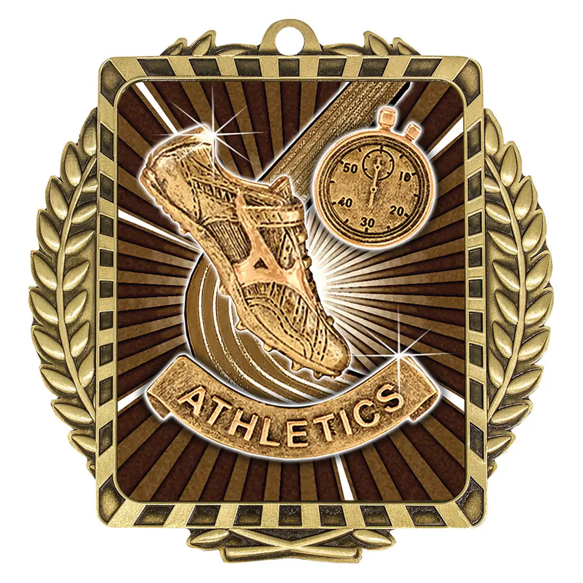 lwm047g-gold Gold lynx wreath - athletics with metal construction