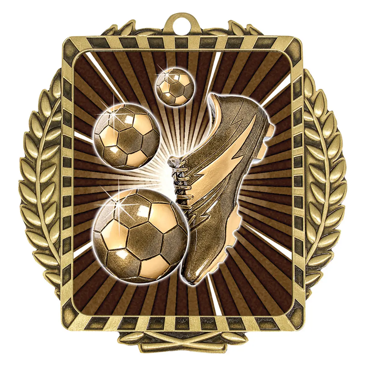 lwm004g-gold Gold lynx wreath medal with metal construction