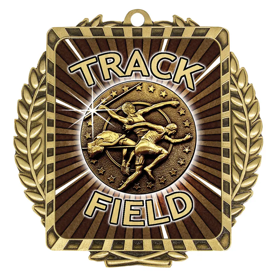 lwm041g-gold Gold lynx wreath - track & field with metal construction