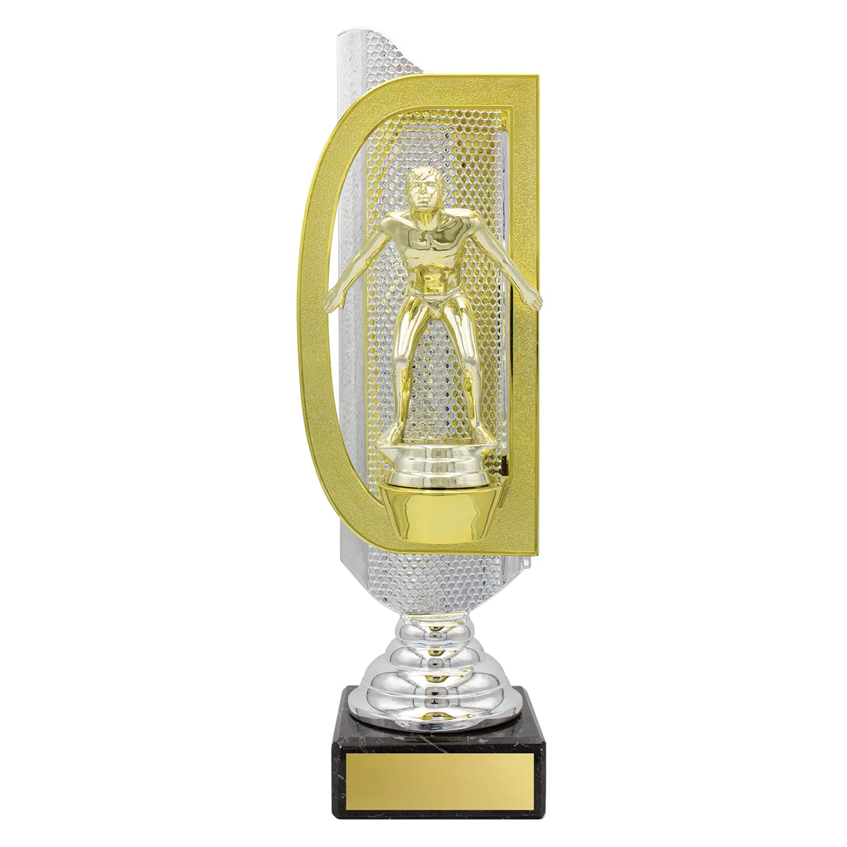 -silver Gold / silver magic trophy with plastic / marble construction
