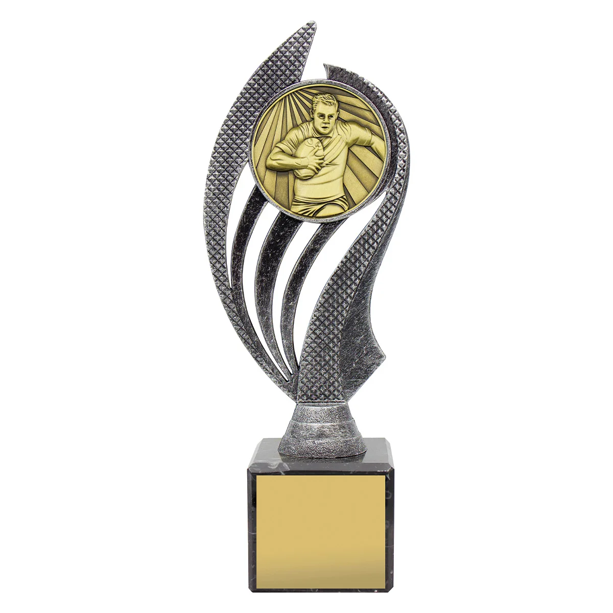 -gold Silver / gold male rugby husky with plastic / metal / marble construction