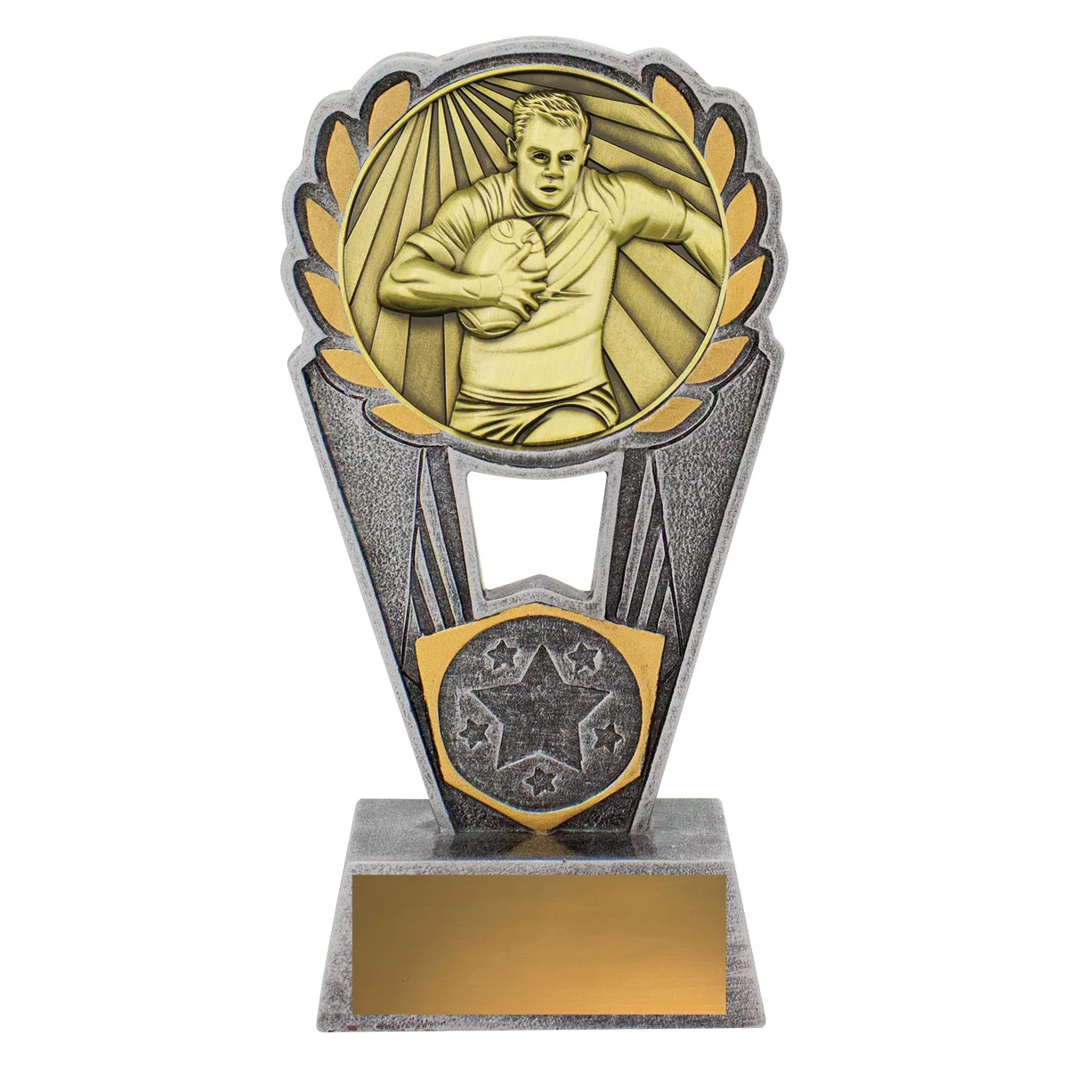 -gold Silver / gold male rugby polaris with resin / metal construction
