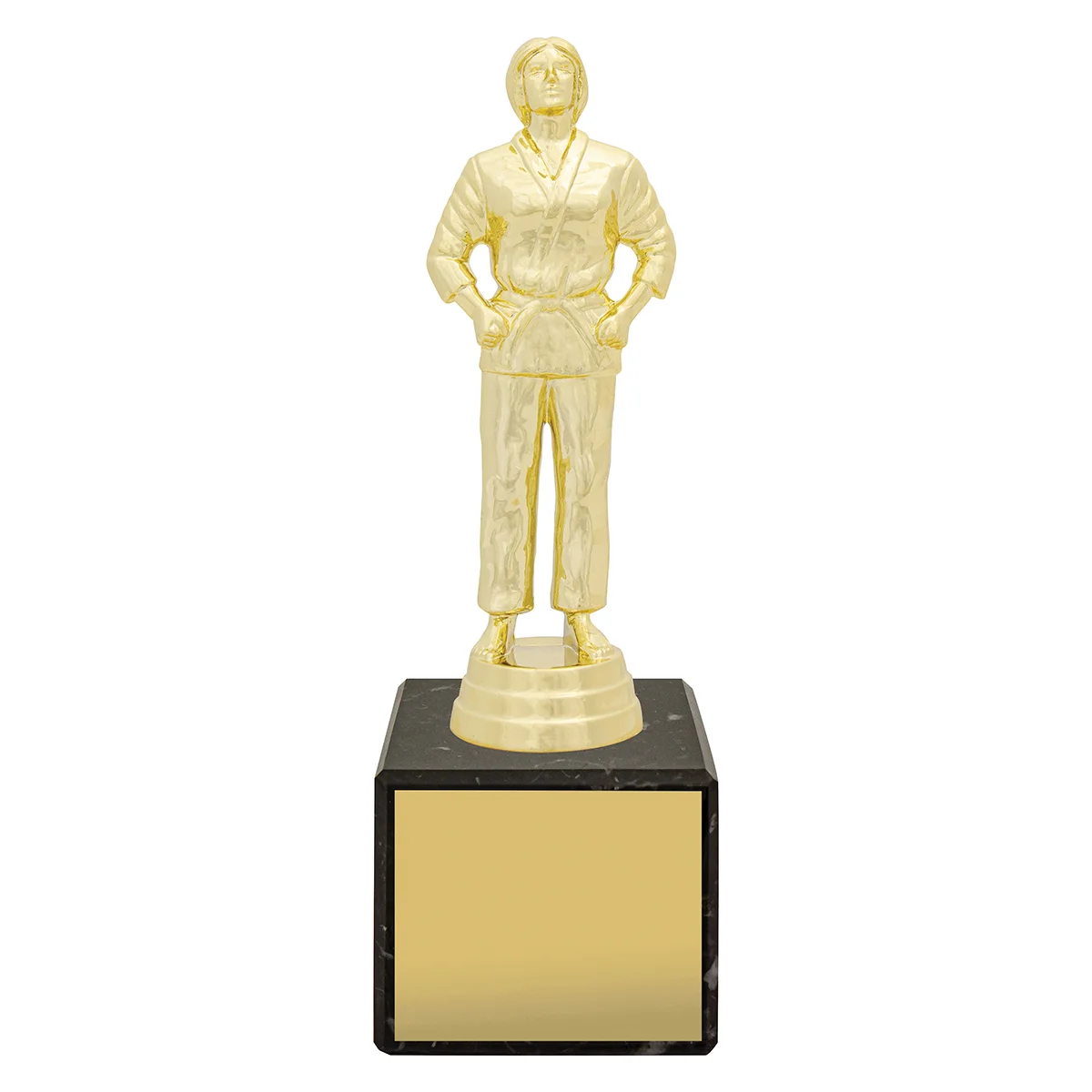 y8347a-gold Gold marble column - female judo with plastic / marble construction