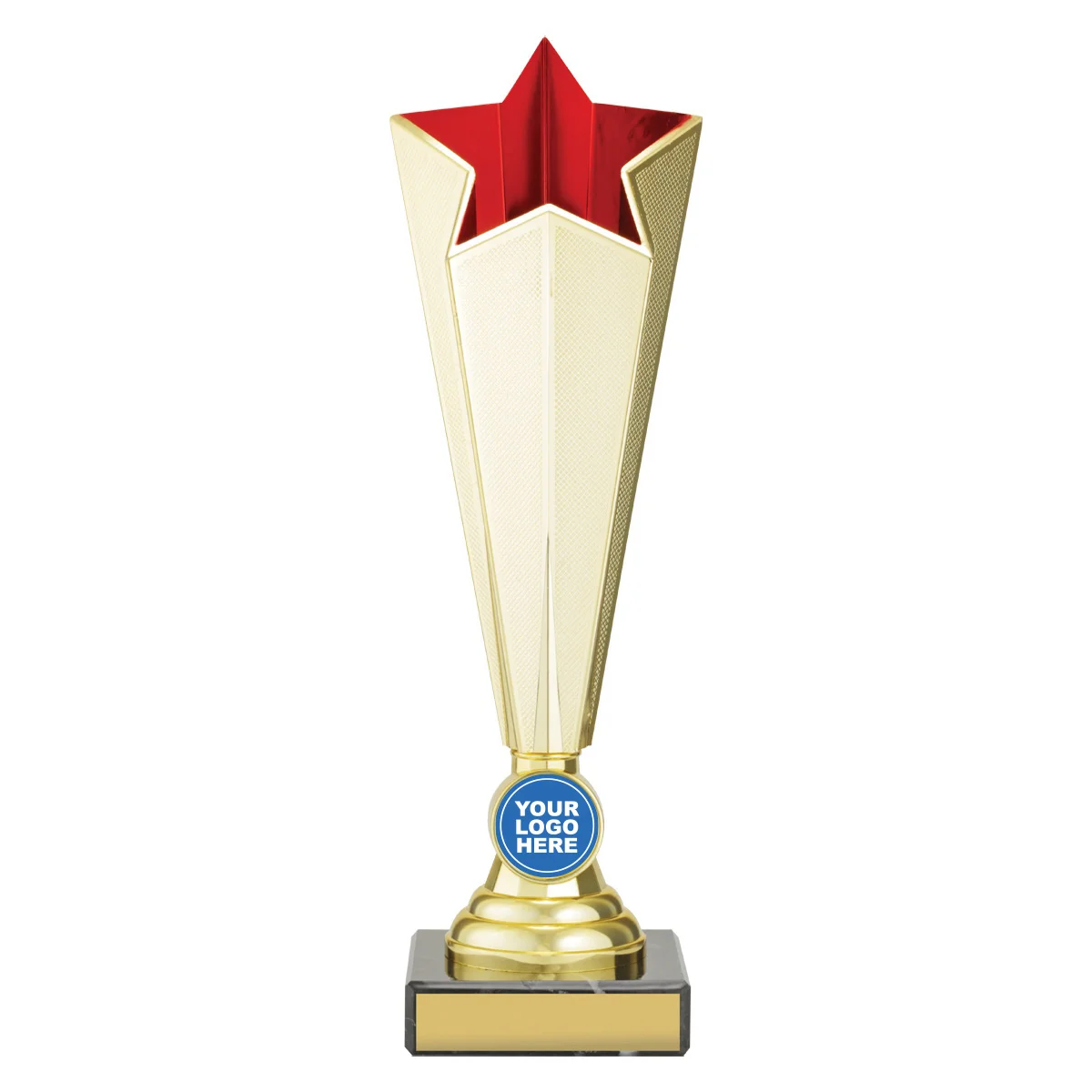 cup81a-red Red mega star logo with plastic / marble construction