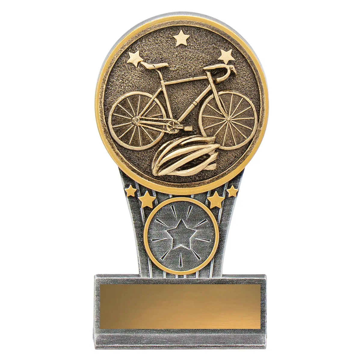 -gold Silver / gold mini cycling ikon with resin construction