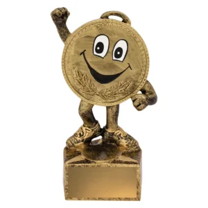 Gold mini medal character with resin construction