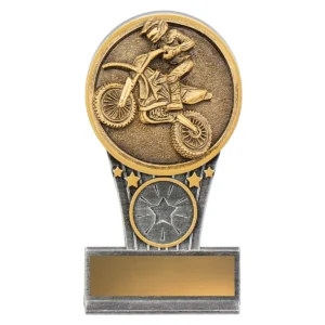 Silver / gold mini motocross ikon with resin construction