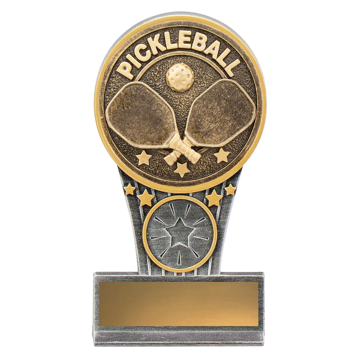 -gold Silver / gold mini pickleball ikon with resin construction