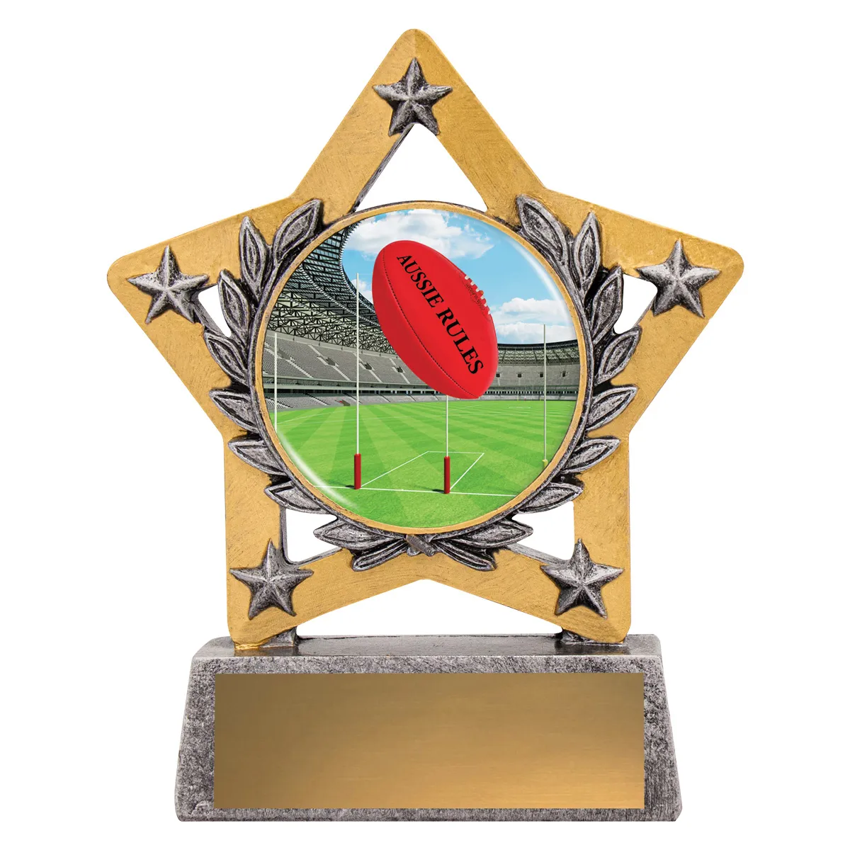 msc882-silver Silver mini star colour - aussie rules with resin construction