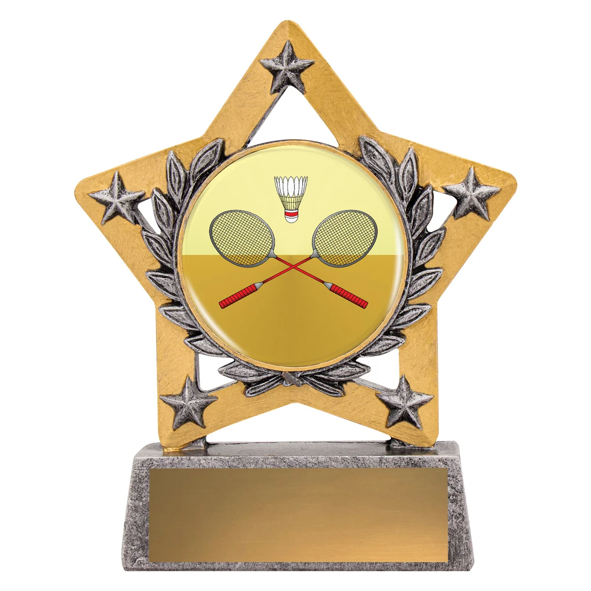 msk23-silver Silver mini star colour - badminton with resin construction