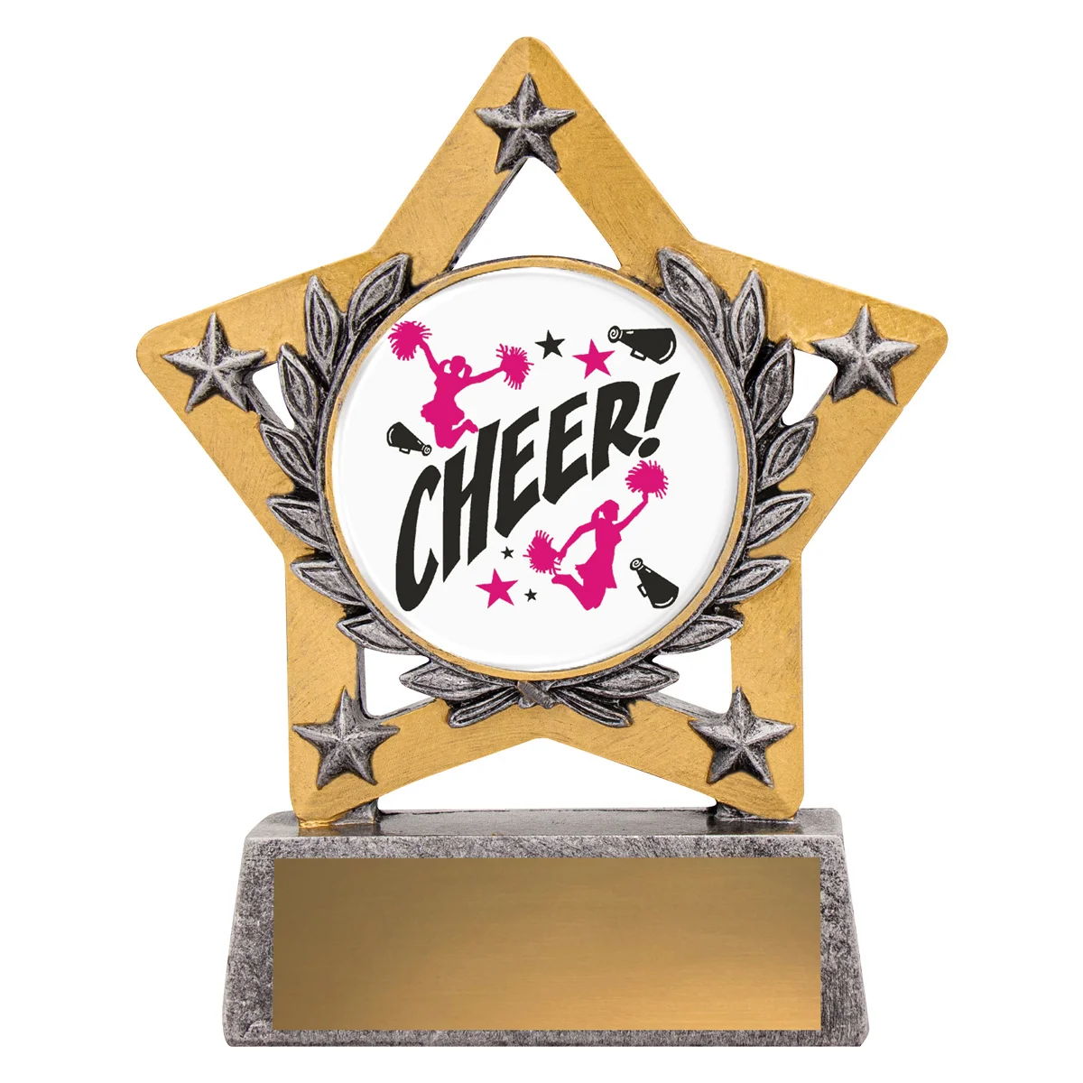 msc121-silver Silver mini star colour - cheer with resin construction