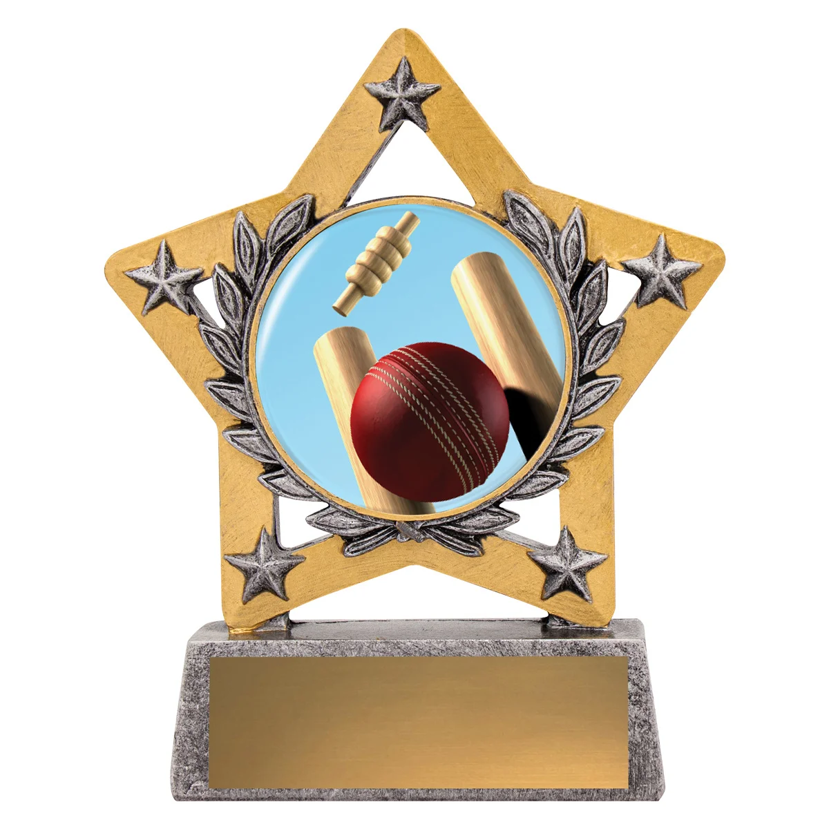 msc401-silver Silver mini star colour - cricket with resin construction