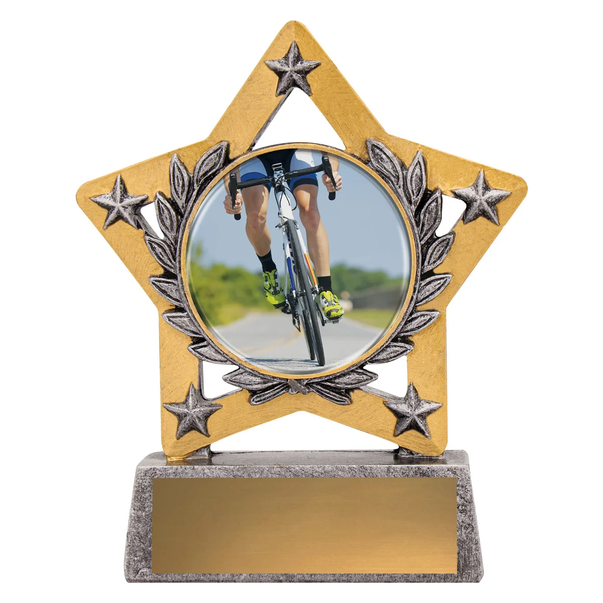 msc641-silver Silver mini star colour - cycling with resin construction