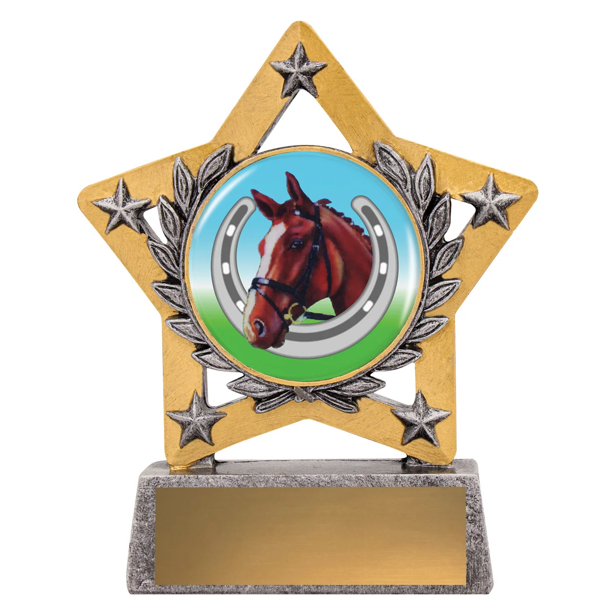 msk99-silver Silver mini star colour - horse shoe with resin construction