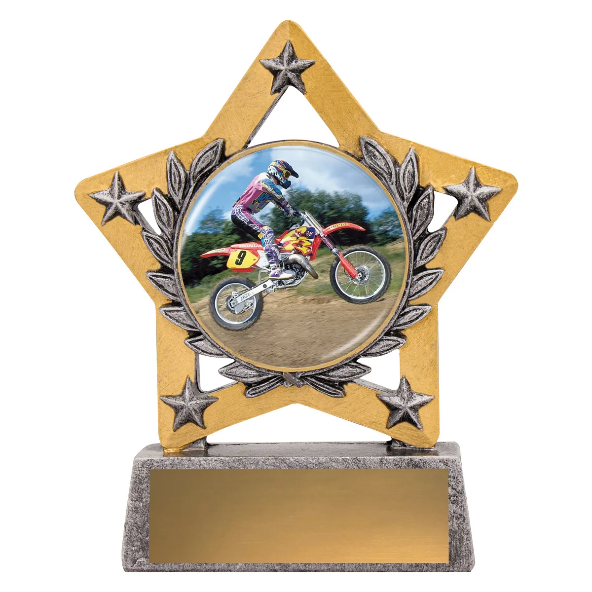 msk117-silver Silver mini star colour - motocross with resin construction