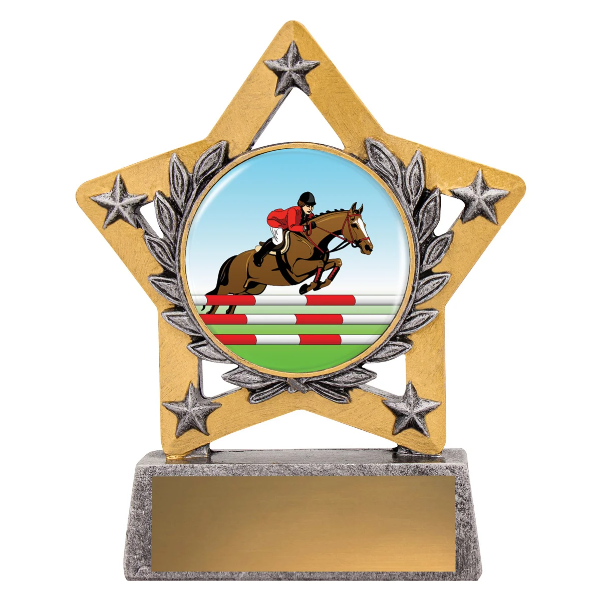 msk101-silver Silver mini star colour - show jumping with resin construction