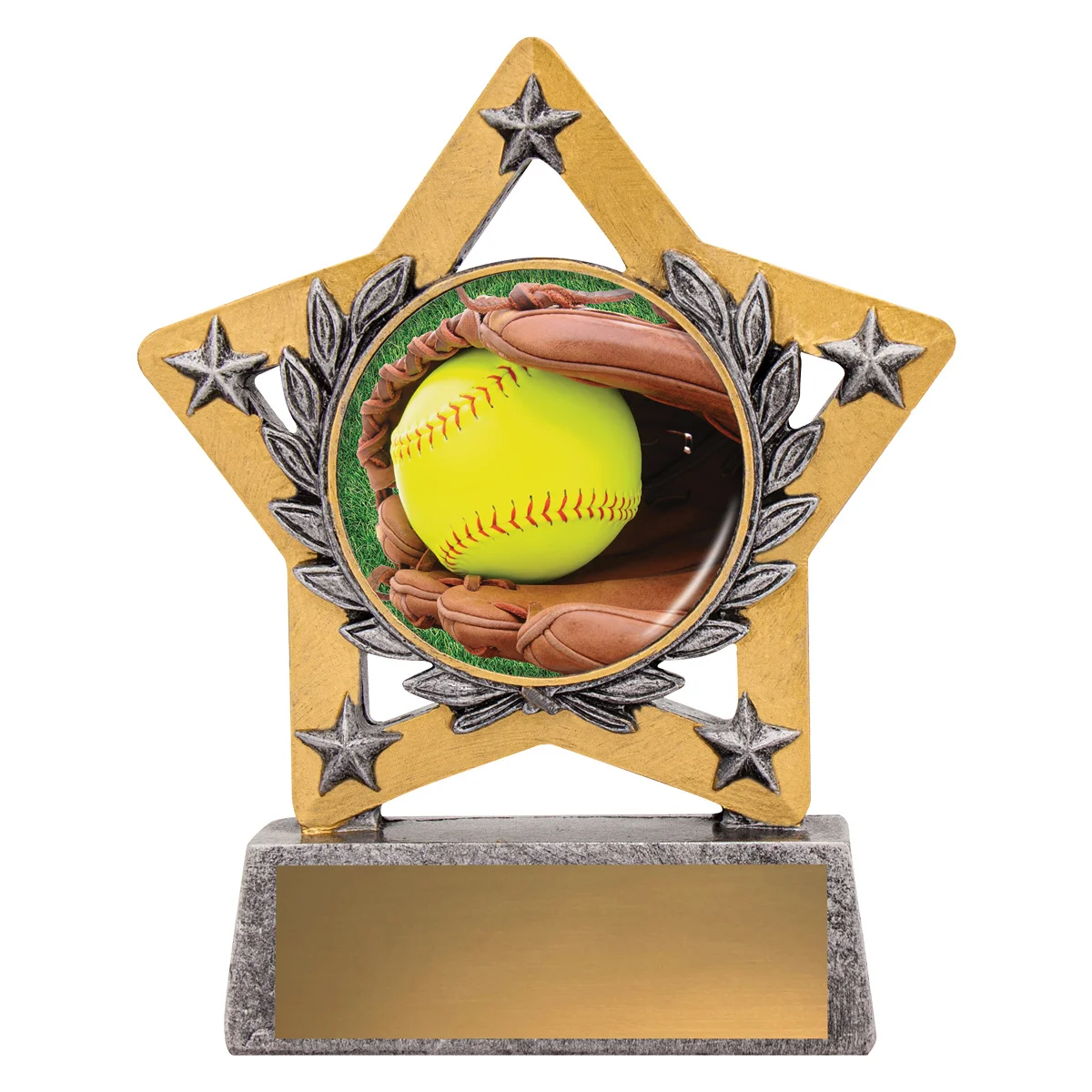msc752-silver Silver mini star colour - softball with resin construction