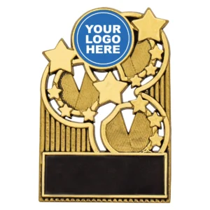 Gold mini star plaques with plastic construction