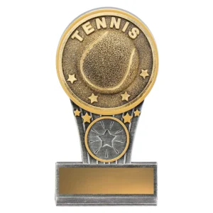 Silver / gold mini tennis ikon with resin construction