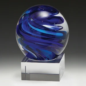 Blue moonstone with glass construction