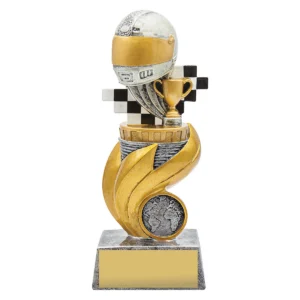 Silver motorsport flame with resin construction