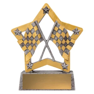 Silver motorsport mini star with resin construction