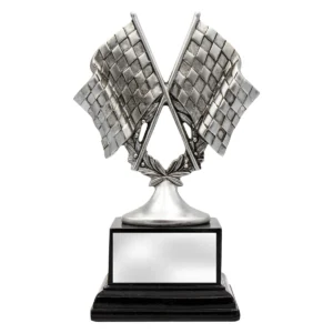 Silver motorsport silver flags with resin construction