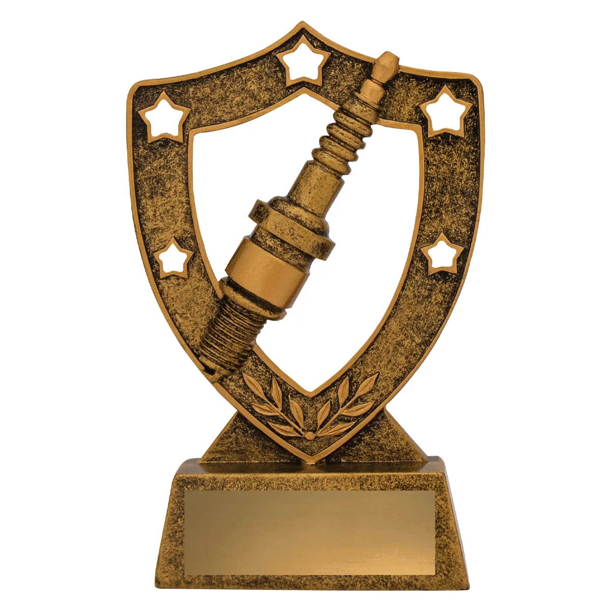 Gold motorsport spark shield with resin construction