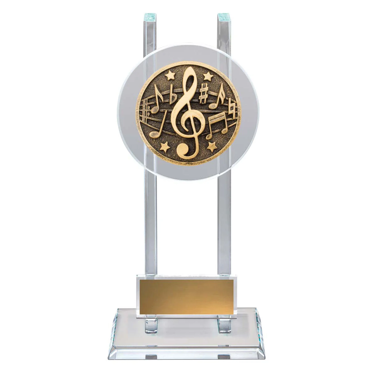 sg221a-gold Gold music spartan glass with glass construction