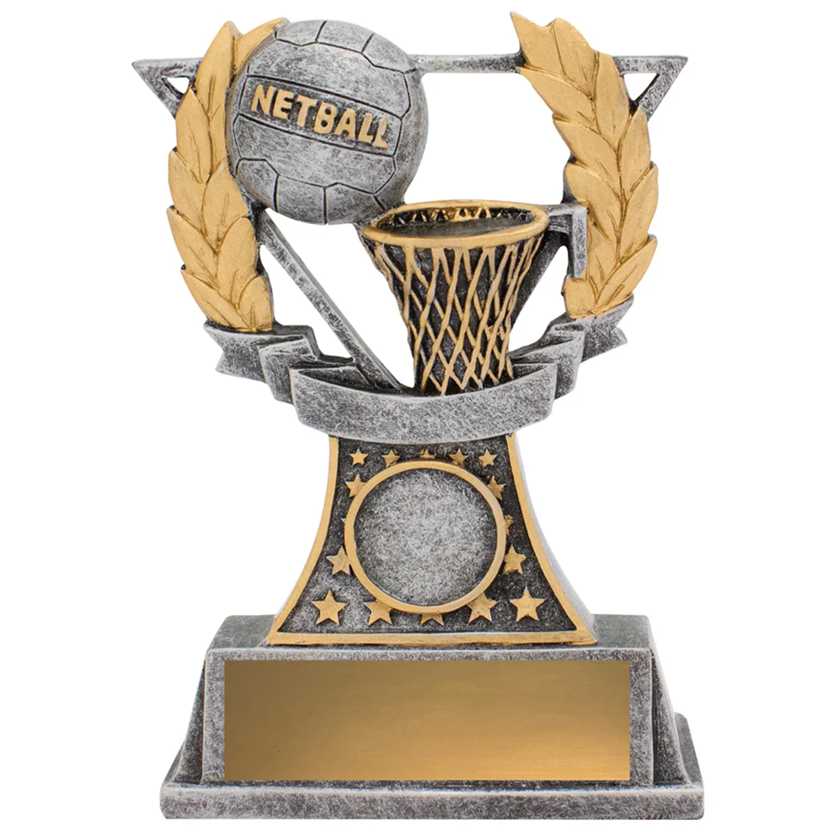 12637-silver Silver netball classic with resin construction